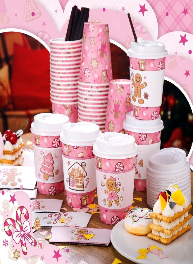 Uiifan Gingerbread Man Party Disposable Coffee Cups with Lids, Sleeves and Stirrers 50 Pack 12 oz Hot Cups Baby Shower Decoration for Fall Baby Shower Gender Reveal Party Christmas - Image 2